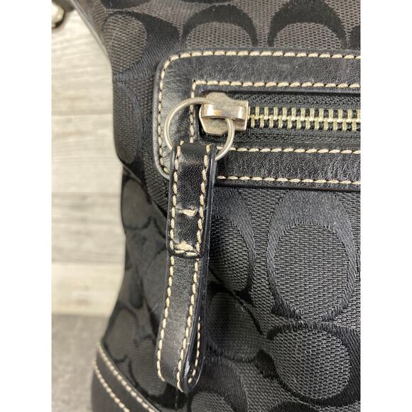 COACH SIGNATURE BAG BLACK Canvas Crossbody Shoulder Style 9362 Purse - Picture 5 of 11